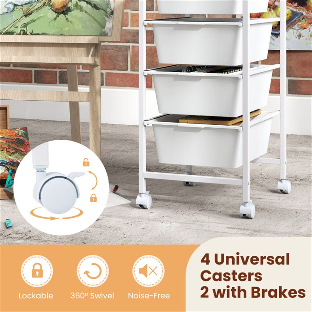 4-Drawer Rolling Storage Cart with MDF Wooden Top