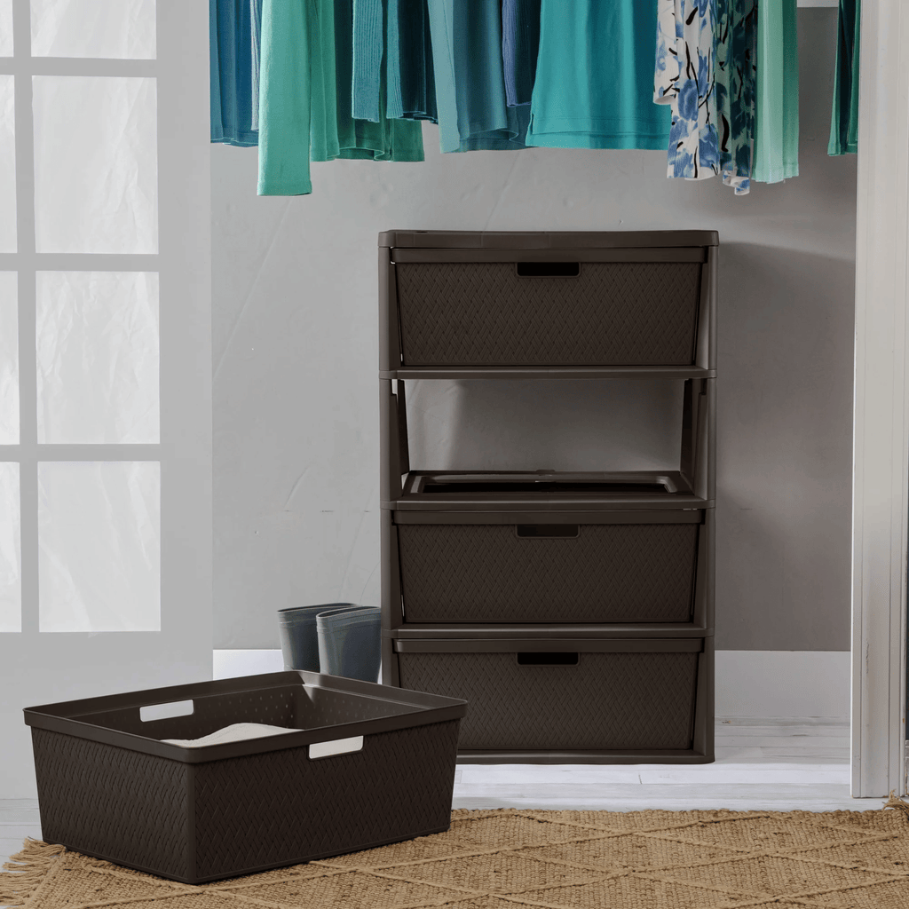 Four-Drawer Cross-Weave Storage Tower