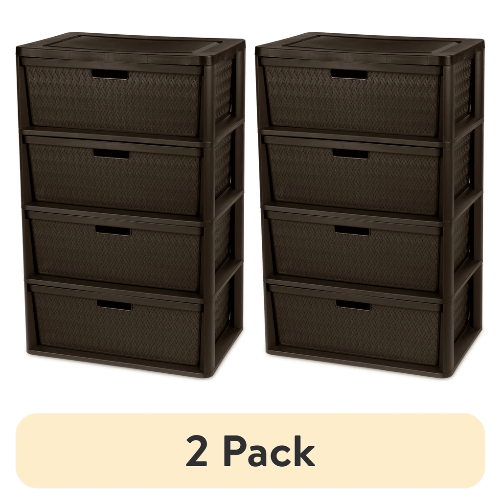 Four-Drawer Cross-Weave Storage Tower