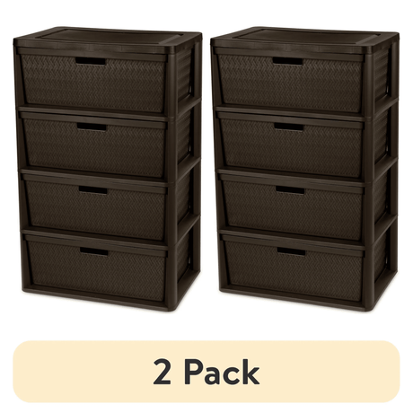 Four-Drawer Cross-Weave Storage Tower