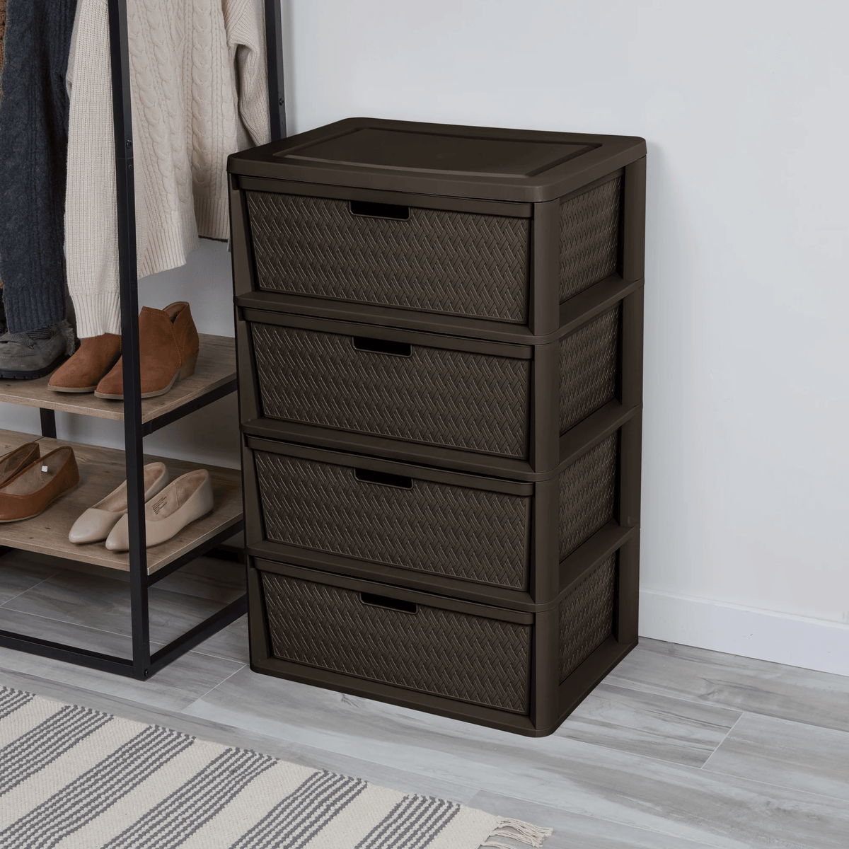 Four-Drawer Cross-Weave Storage Tower