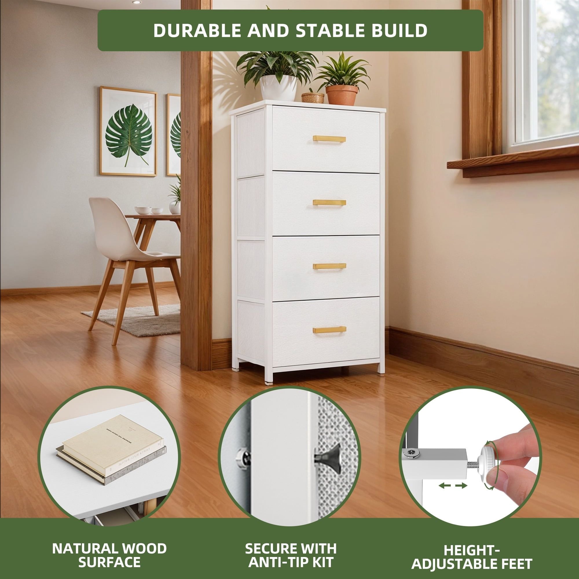 Slim Four-Drawer Organizer with Modern Contrast