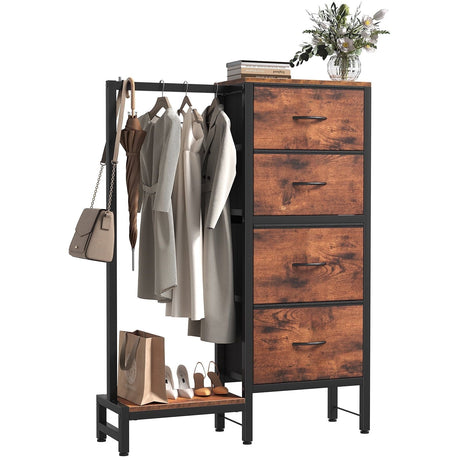 Reversible Four-Drawer Dresser with Hanging Rack