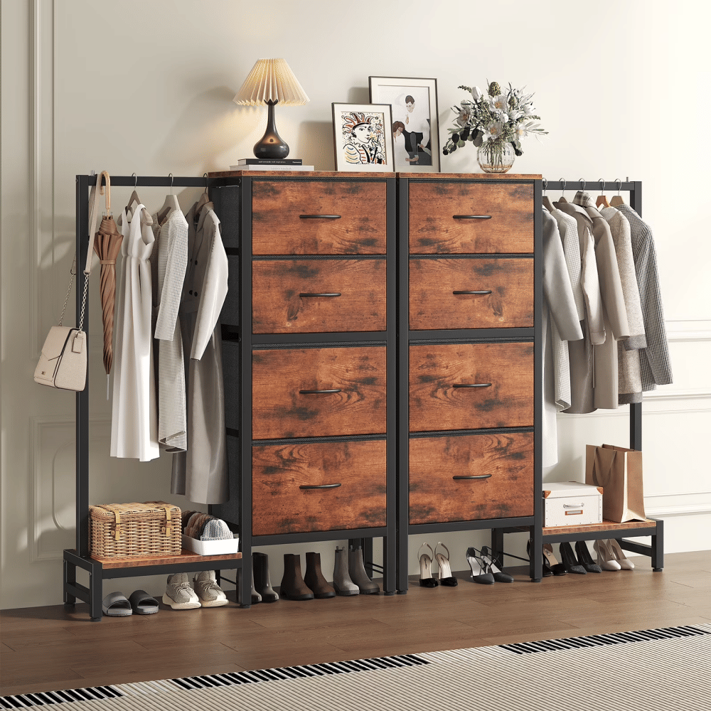 Reversible Four-Drawer Dresser with Hanging Rack