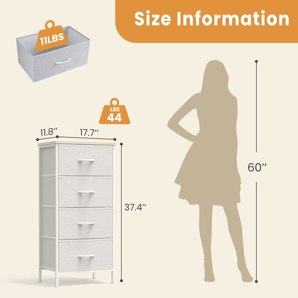 Light Gray Four-Drawer Dresser for Flexible Storage