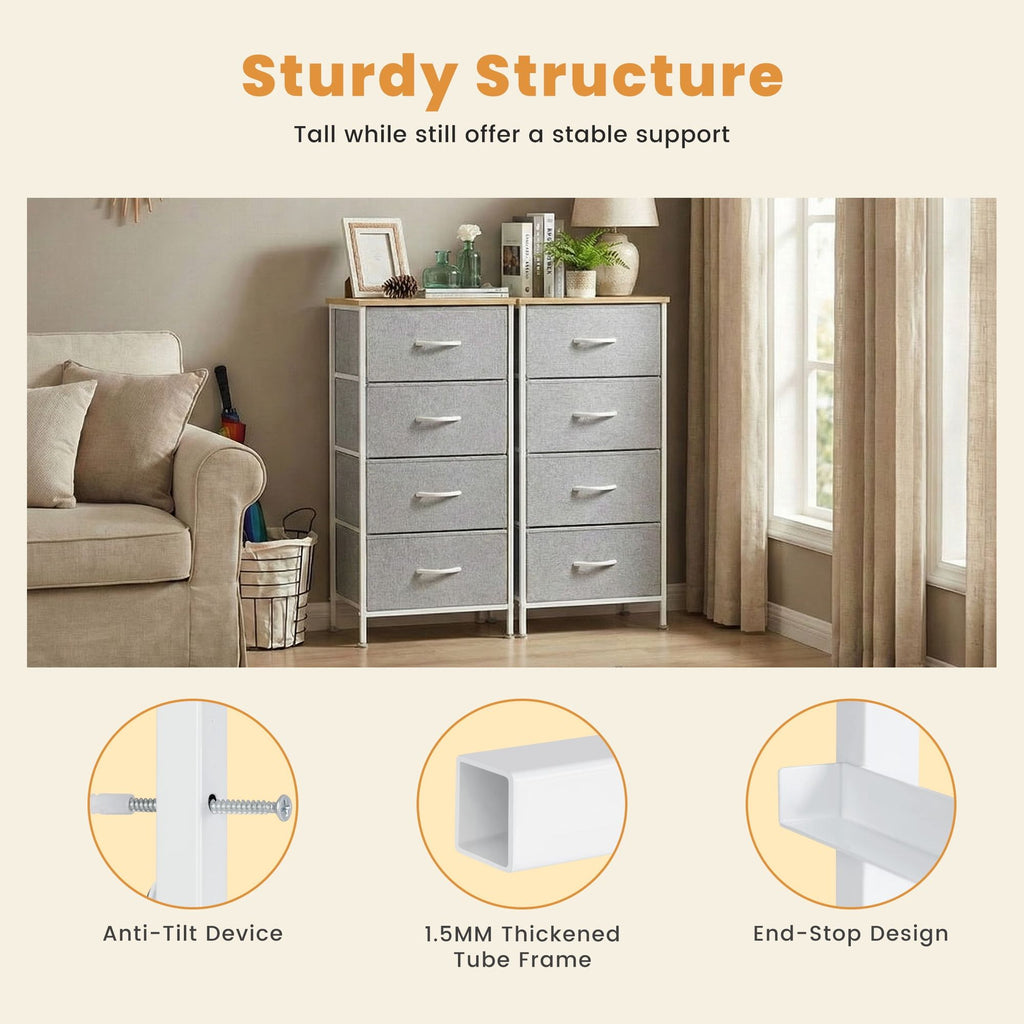 Light Gray Four-Drawer Dresser for Flexible Storage