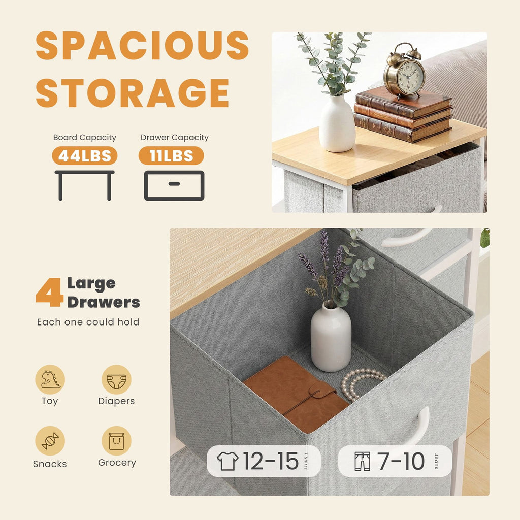 Light Gray Four-Drawer Dresser for Flexible Storage