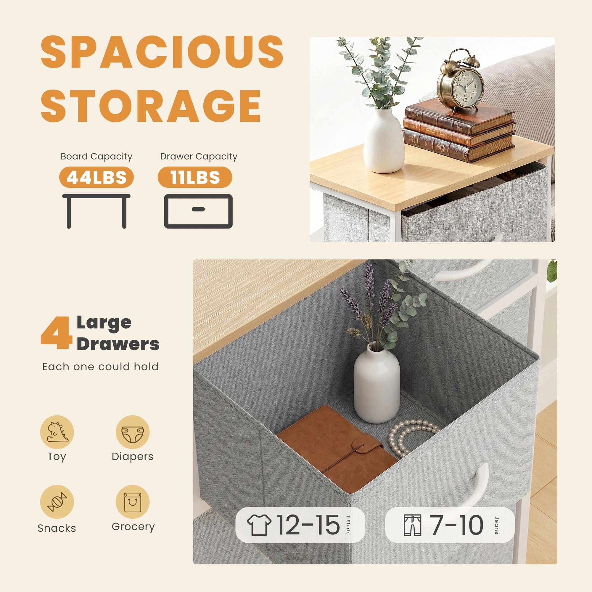 Light Gray Four-Drawer Dresser for Flexible Storage