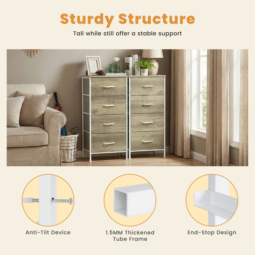 Four-Drawer Dresser for Clothing and Bedside Storage