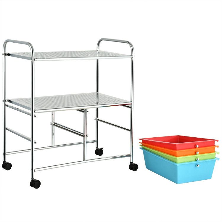 4-Drawer Rolling Storage Cart with 2 Shelves for Office, Home, or Garage