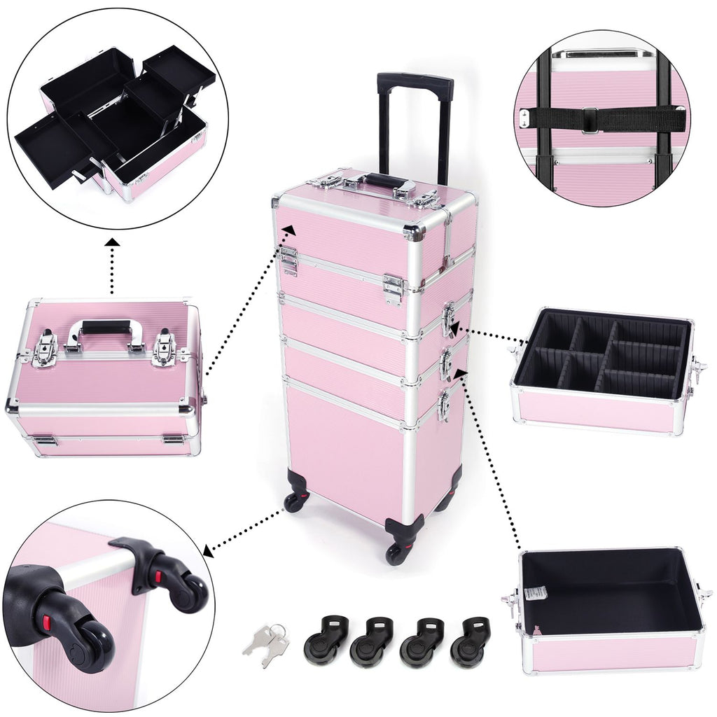 1 Aluminum Cosmetic Makeup Case Tattoo Box Pink