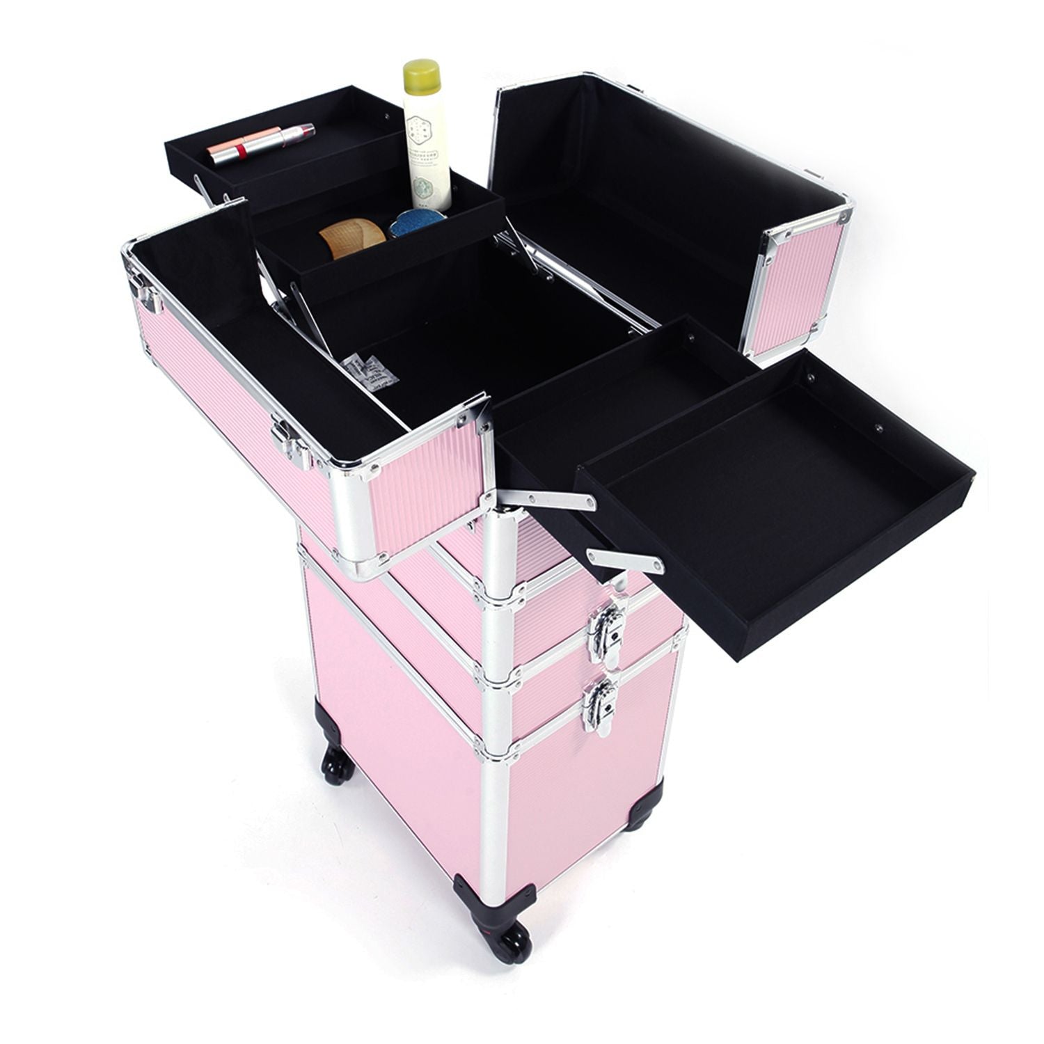 1 Aluminum Cosmetic Makeup Case Tattoo Box Pink