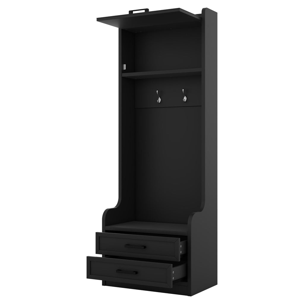 Detachable Hall Tree with Shoe Bench and Storage