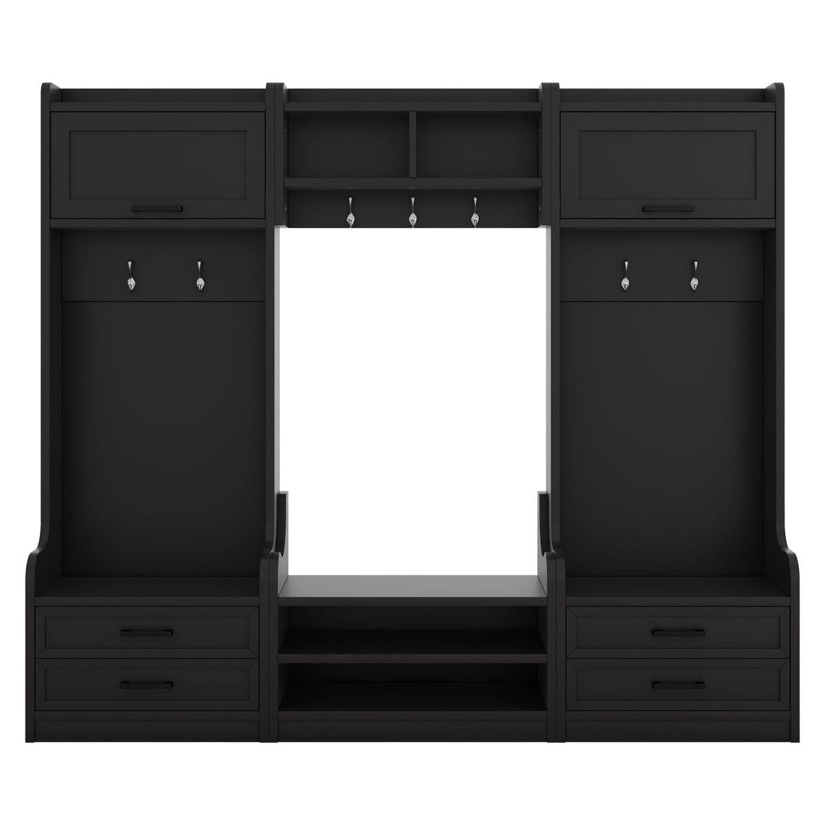 Detachable Hall Tree with Shoe Bench and Storage