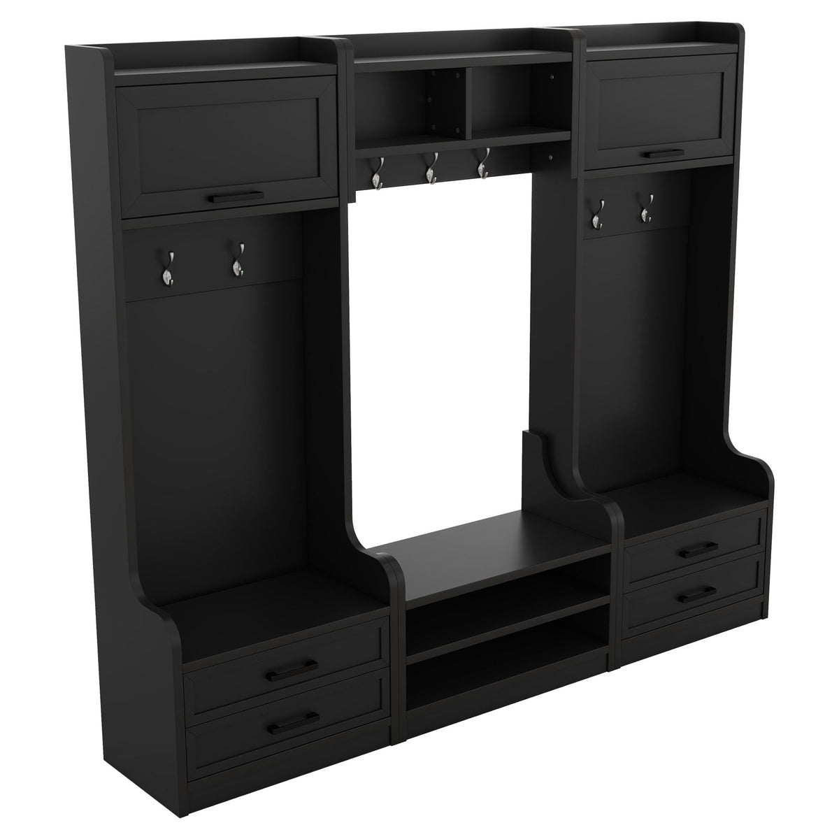Detachable Hall Tree with Shoe Bench and Storage
