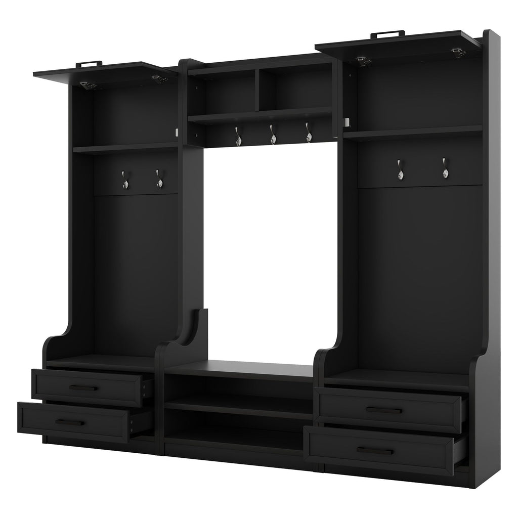Detachable Hall Tree with Shoe Bench and Storage
