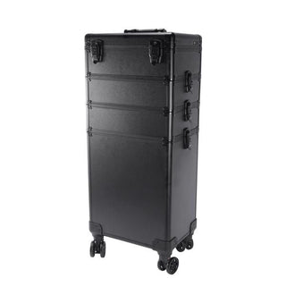 4-in-1 Interchangeable Rolling Makeup Case with LED Mirror and Pull Handle