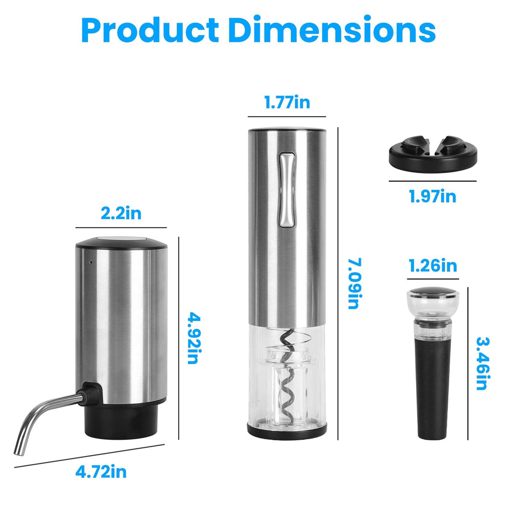 Four-Piece Rechargeable Electric Wine Opener Set