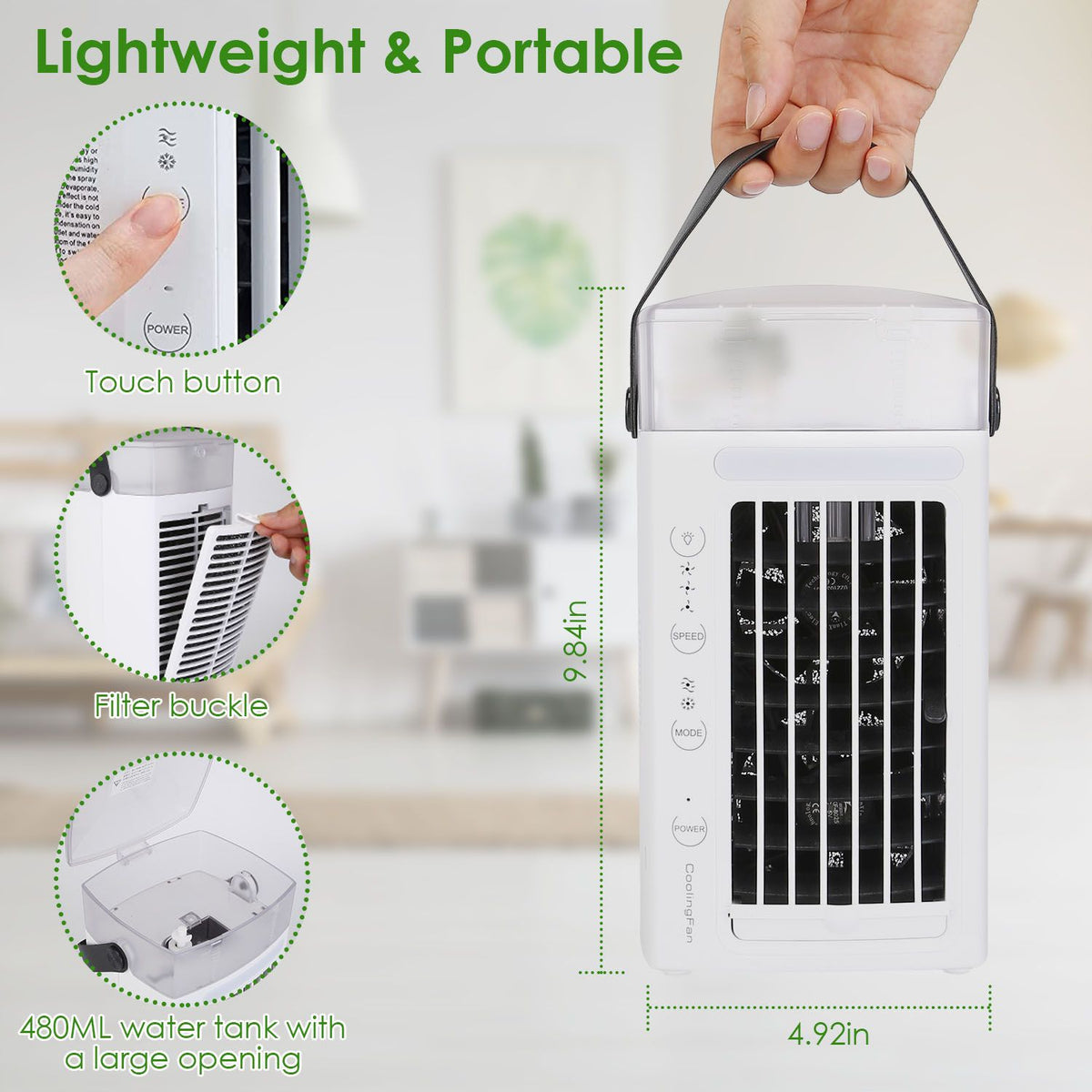 1 Portable Air Conditioner Fan – Evaporative Cooler for Home