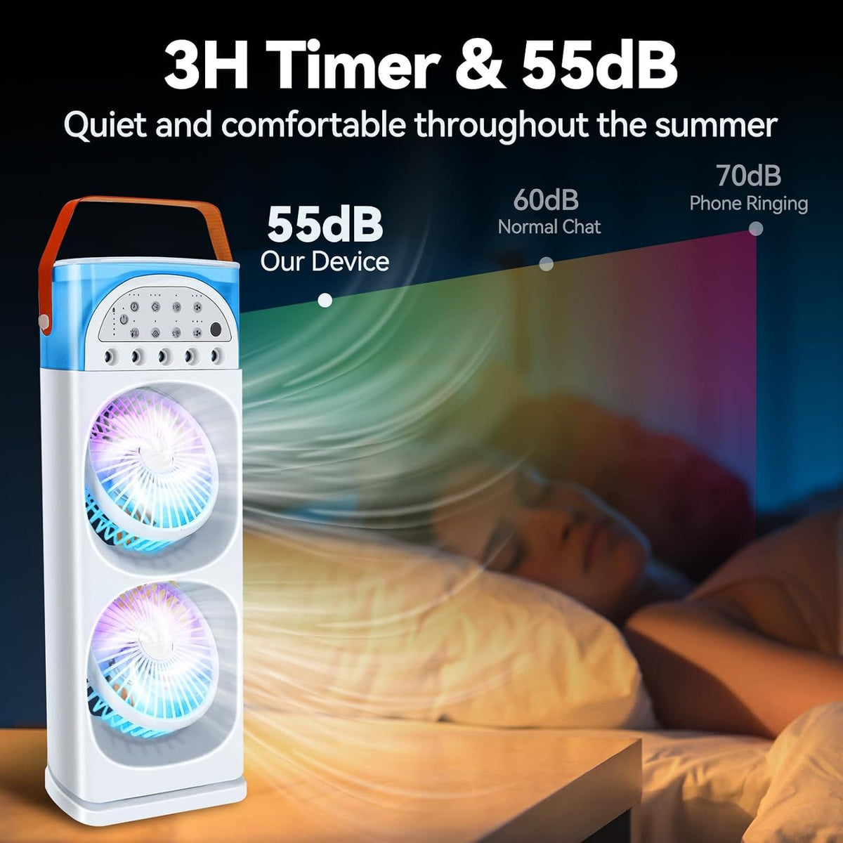 Portable Desktop Misting Fan with Ambient Light