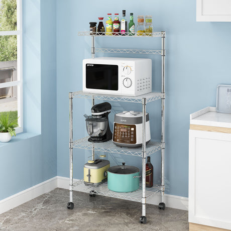 4-Tier Microwave Oven Stand & Storage Cart for Kitchen