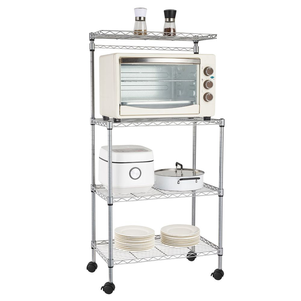 4-Tier Microwave Oven Stand & Storage Cart for Kitchen