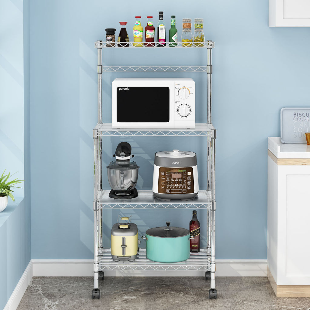 4-Tier Microwave Oven Stand & Storage Cart for Kitchen
