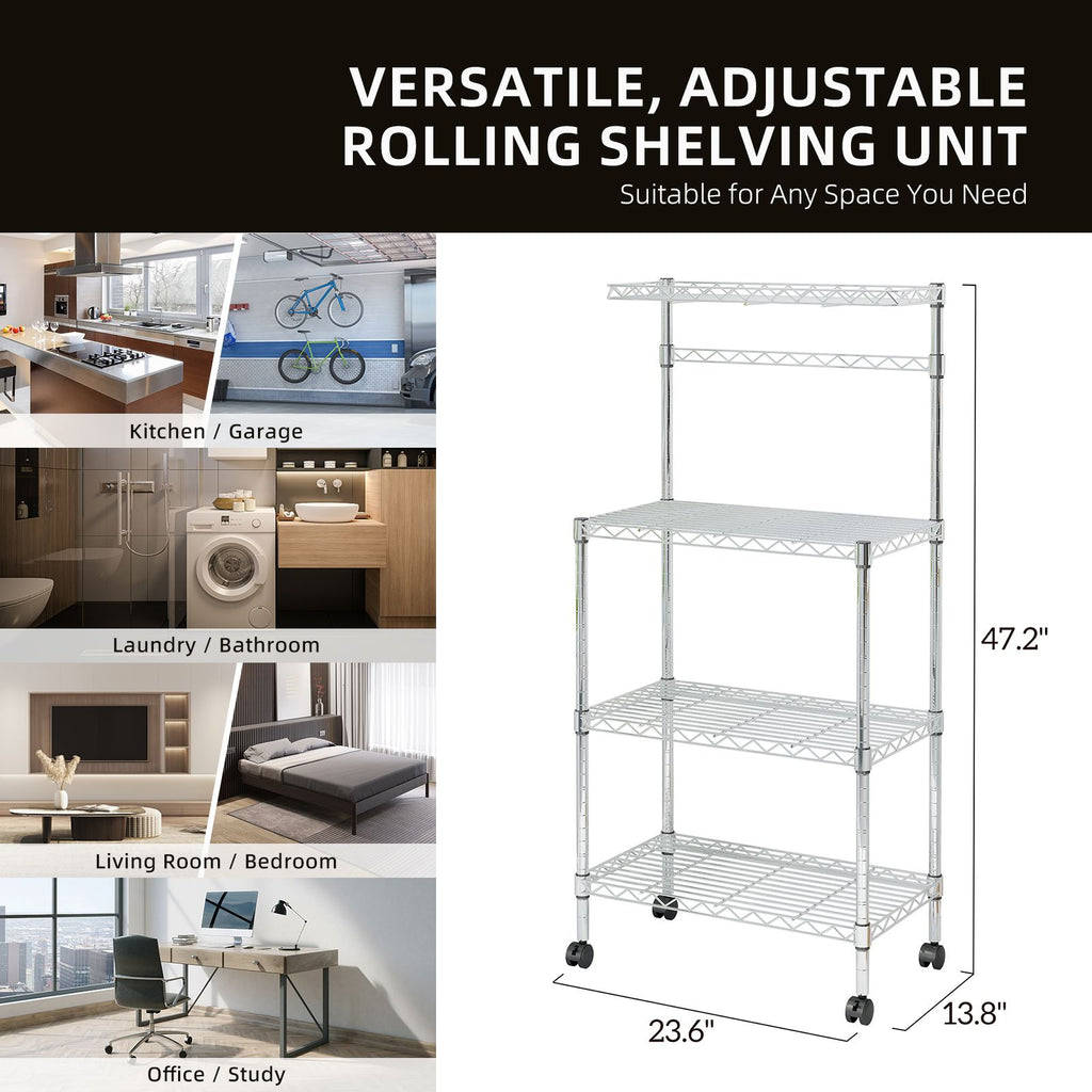 4-Tier Microwave Oven Stand & Storage Cart for Kitchen