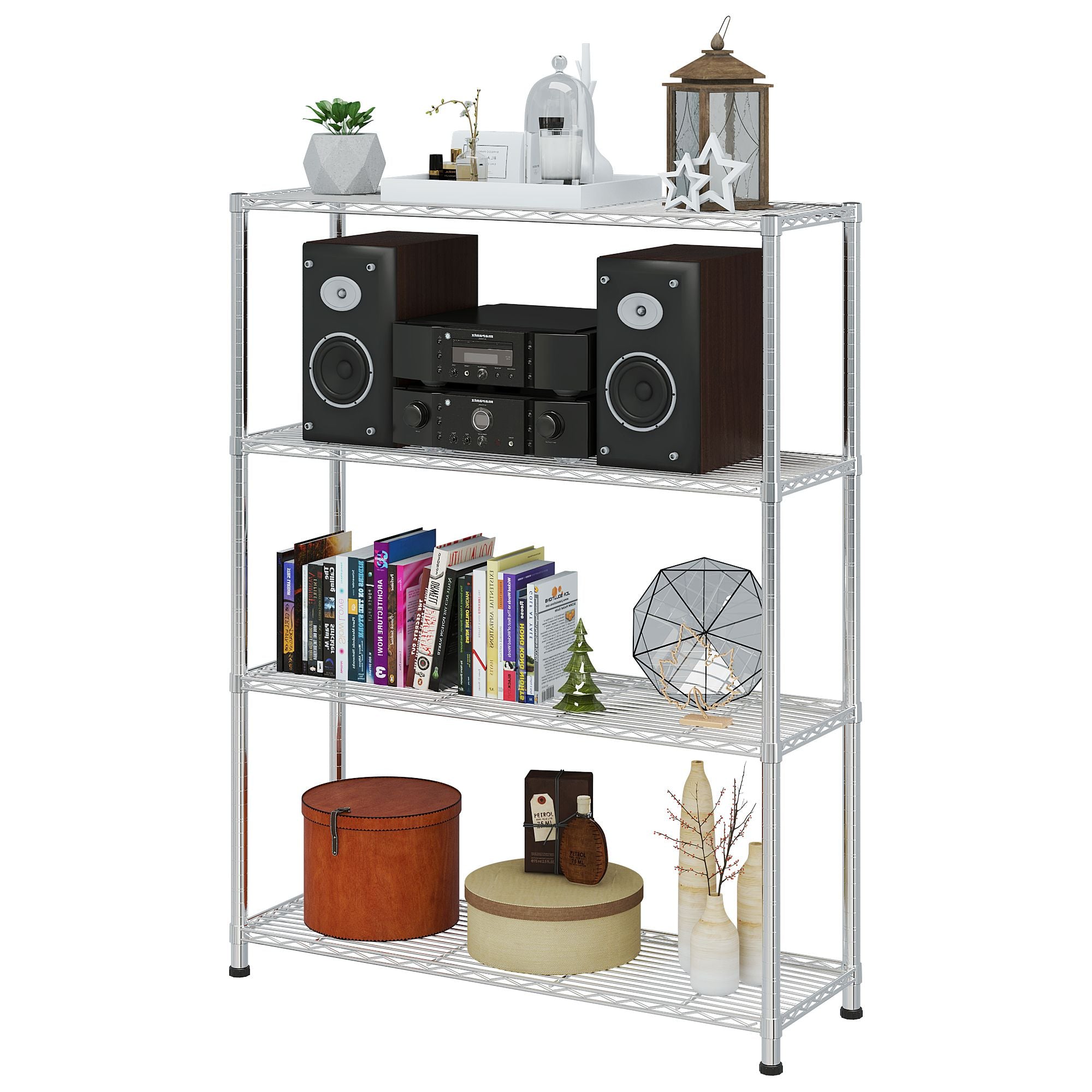 4-Tier Fully Adjustable practical Steel Shelf