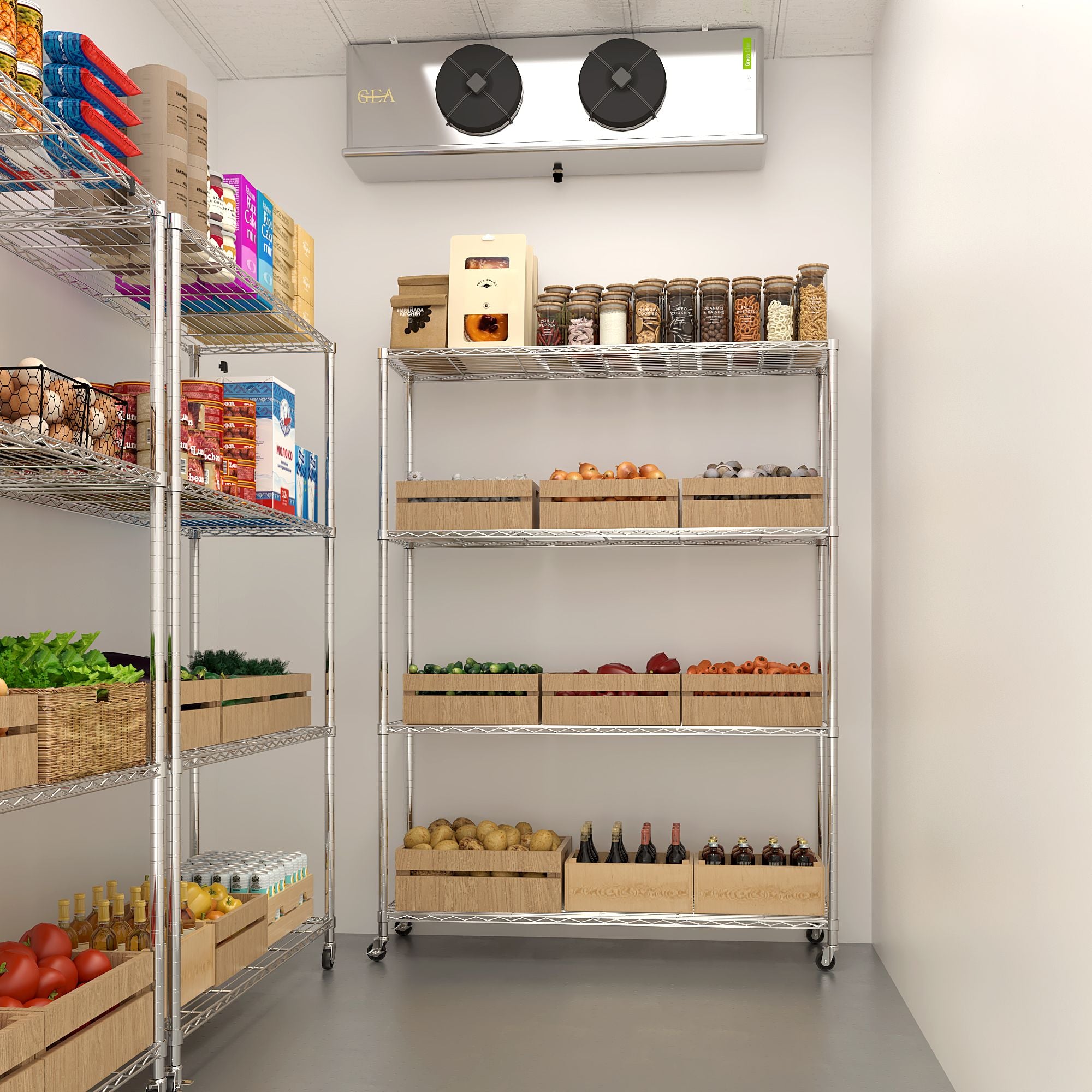 Four-Tier Adjustable Rolling Storage Shelf