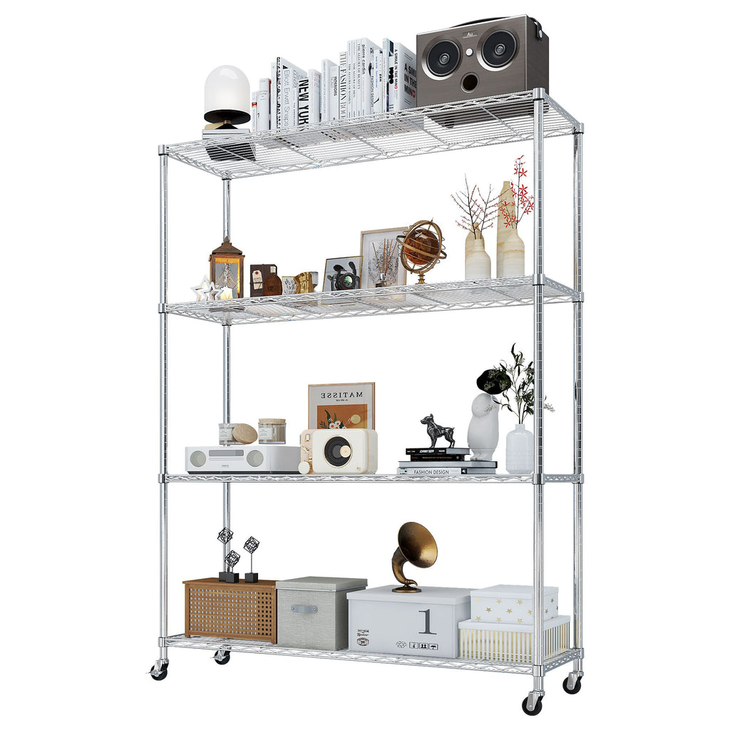 Four-Tier Adjustable Rolling Storage Shelf