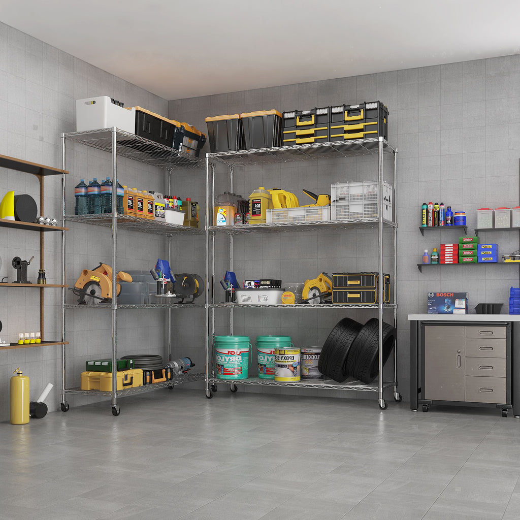 Four-Tier Adjustable Rolling Storage Shelf
