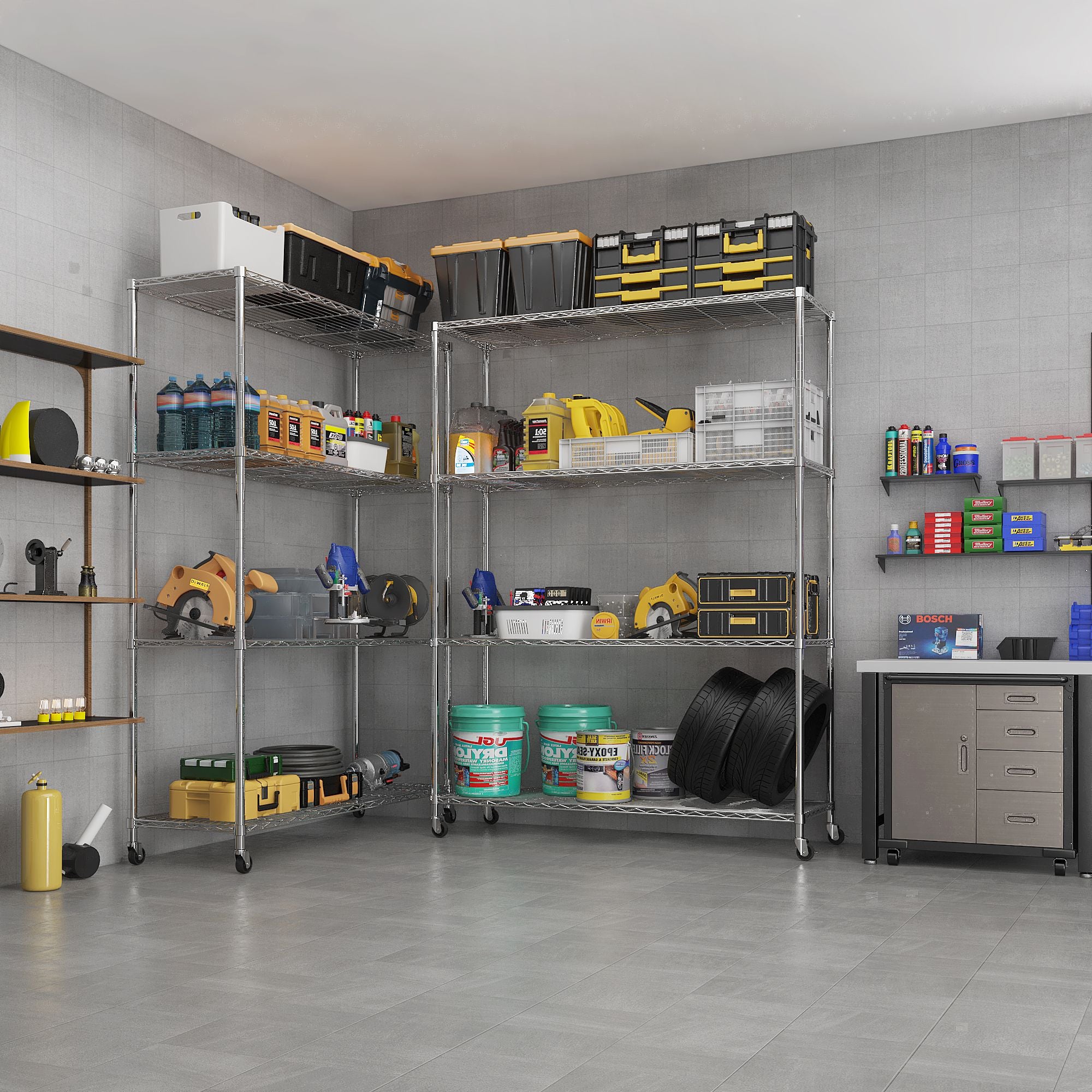 Four-Tier Adjustable Rolling Storage Shelf