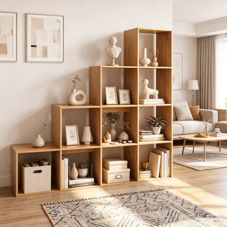 4-layer bookshelf with 2 anti rollover kits, suitable for organizing bookshelves in home