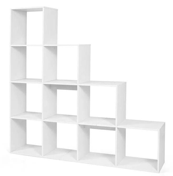 Ten-Cube Bookshelf with Layered Display Shelves