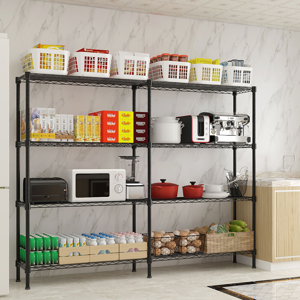Black Four-Tier Double-Sided Adjustable Display Rack