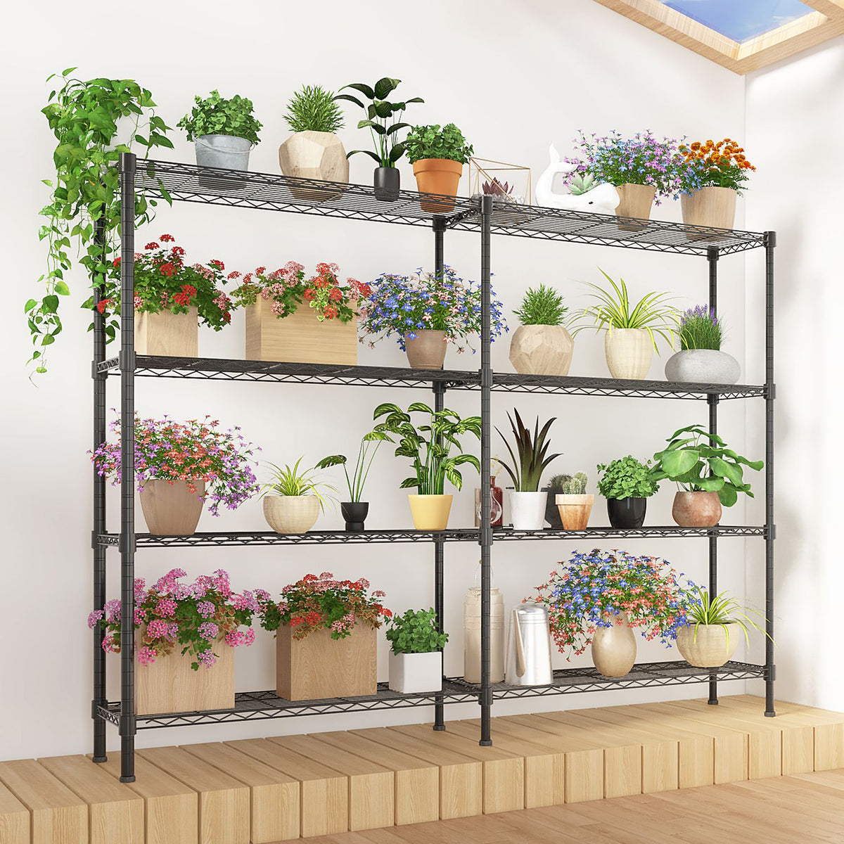 Black Four-Tier Double-Sided Adjustable Display Rack