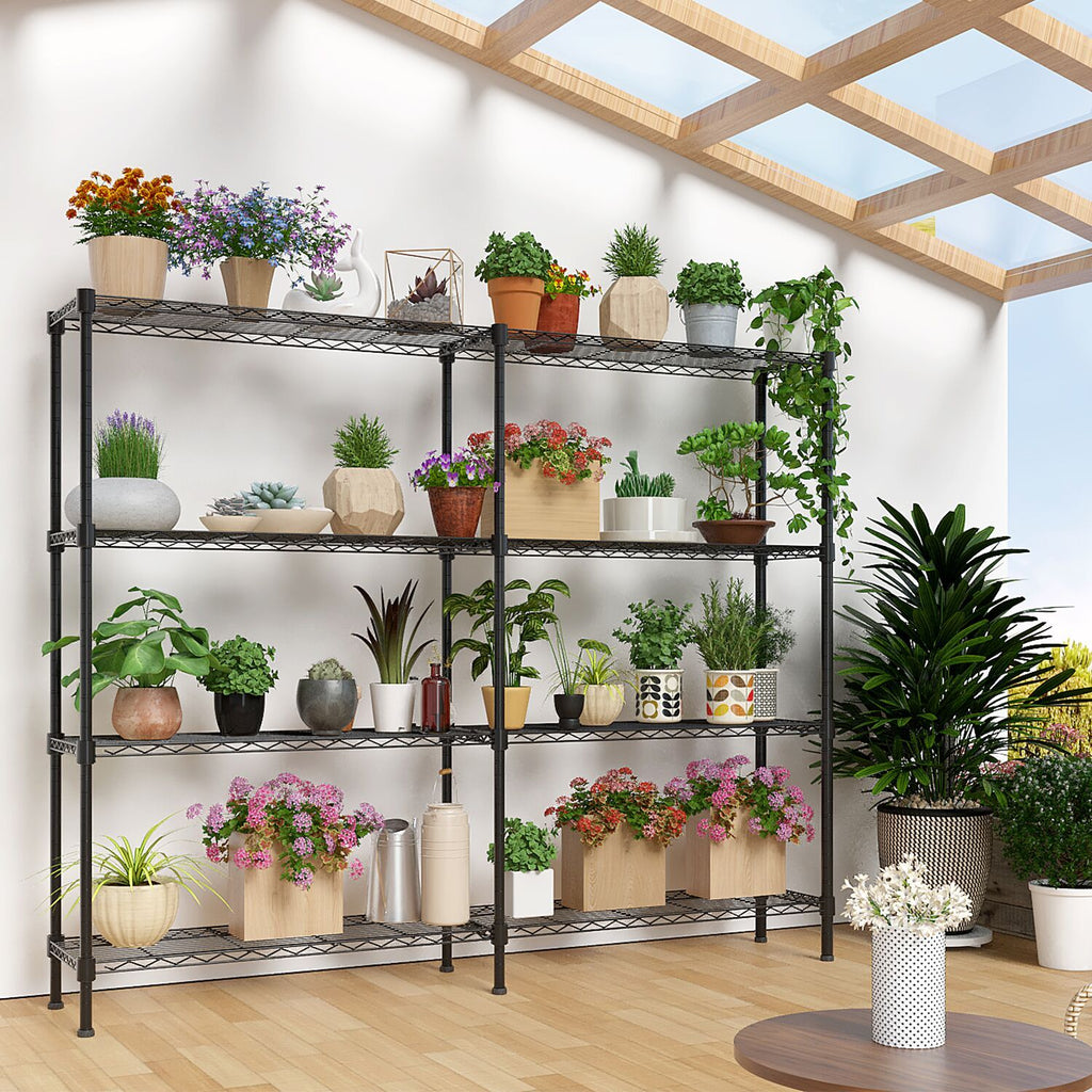 Black Four-Tier Double-Sided Adjustable Display Rack