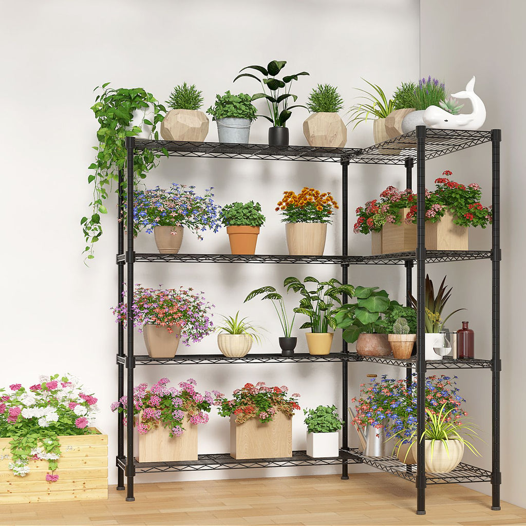 Black Four-Tier Double-Sided Adjustable Display Rack