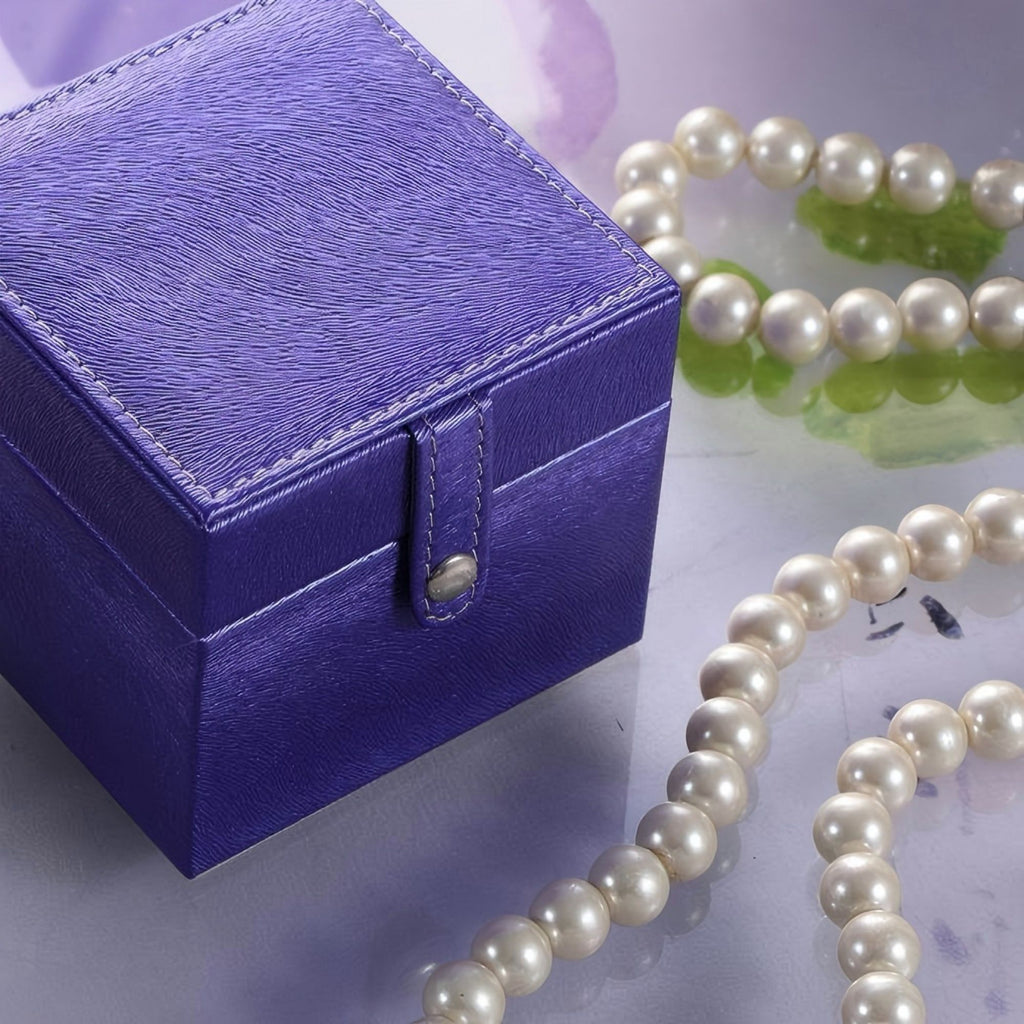 Azure Blue Travel Jewelry Case with Mirror and Trays