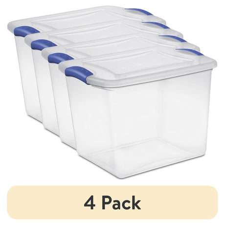Clear Latching Storage Bins with Color Accent Latches – Set of 4