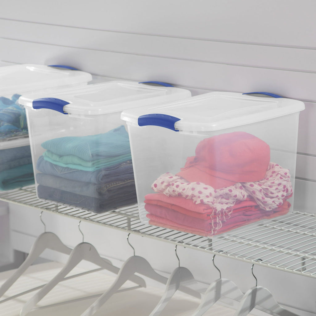 Clear Latching Storage Bins with Color Accent Latches – Set of 4