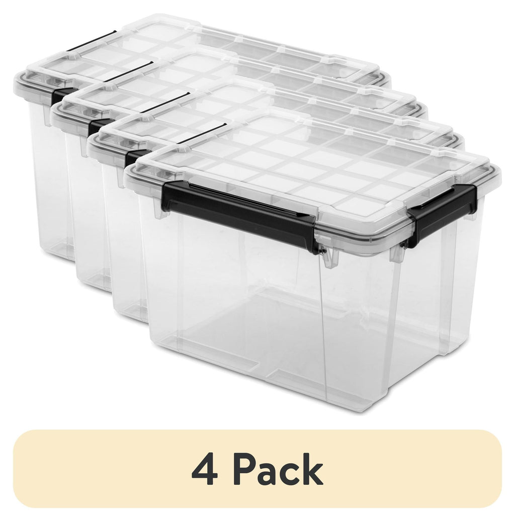 Four-Pack Clear Gasket-Sealed Stackable Storage Bins