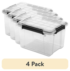Four-Pack Clear Gasket-Sealed Stackable Storage Bins