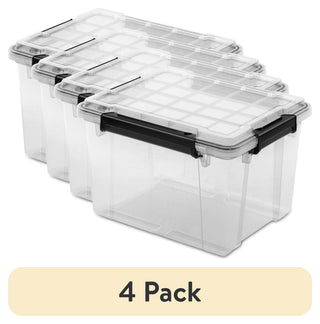 Four-Pack Clear Gasket-Sealed Stackable Storage Bins