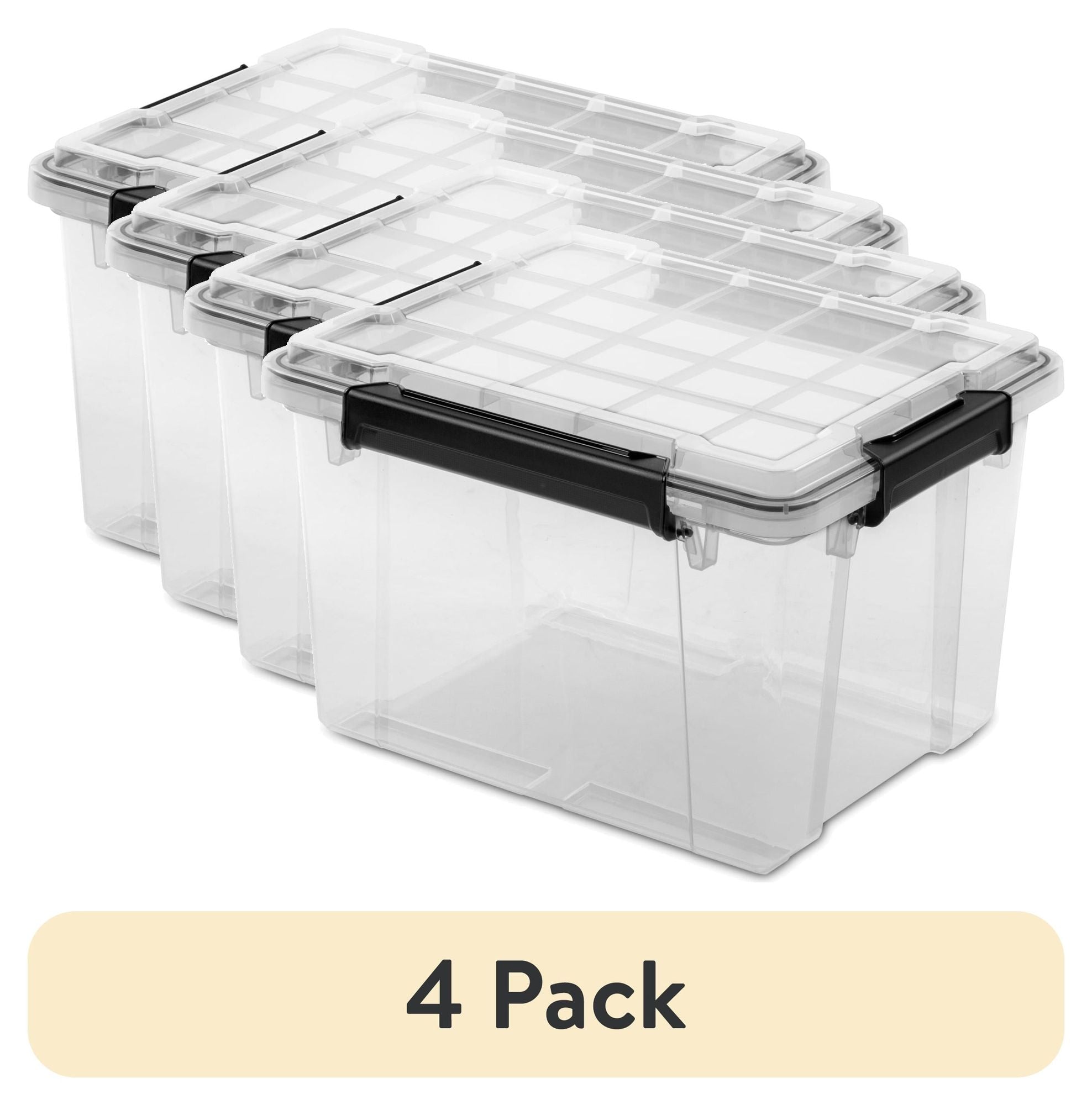 Four-Pack Clear Gasket-Sealed Stackable Storage Bins