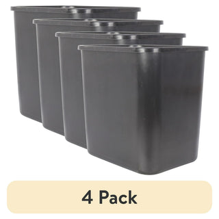 Four Slim Black Open-Top Trash Cans