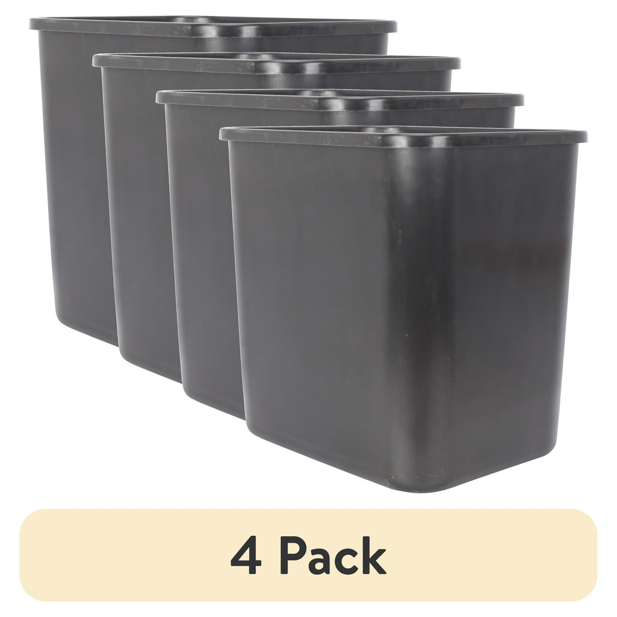 Four Slim Black Open-Top Trash Cans