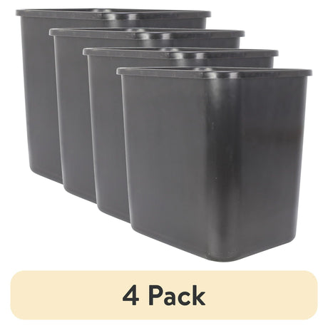 Four Slim Black Open-Top Trash Cans