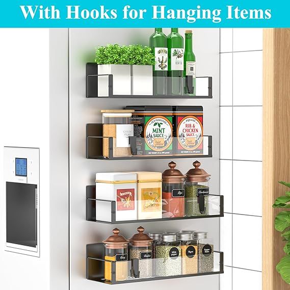 Magnetic Spice Rack Organizer for Refrigerator and Oven, 4 Pack